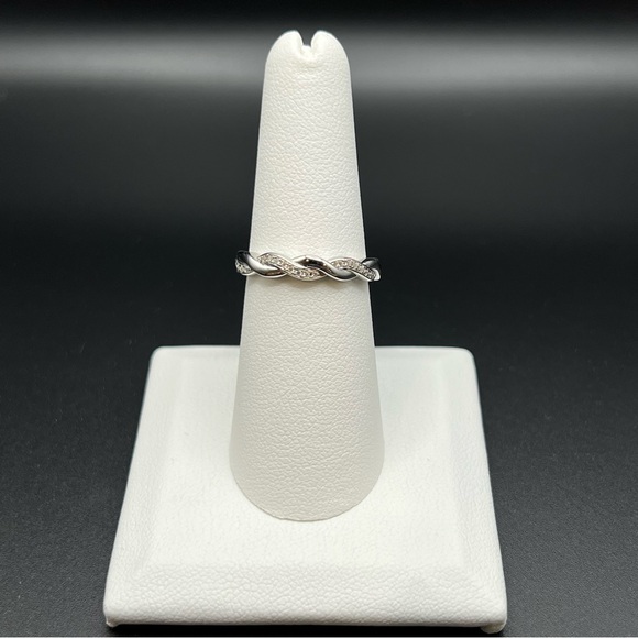 Braided Clear CZ Ring Sterling Silver - Picture 5 of 13